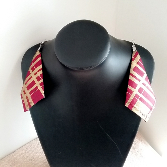 ■ 3/$10 Simple Ankara Fashion Fabric Earrings - Picture 3 of 3